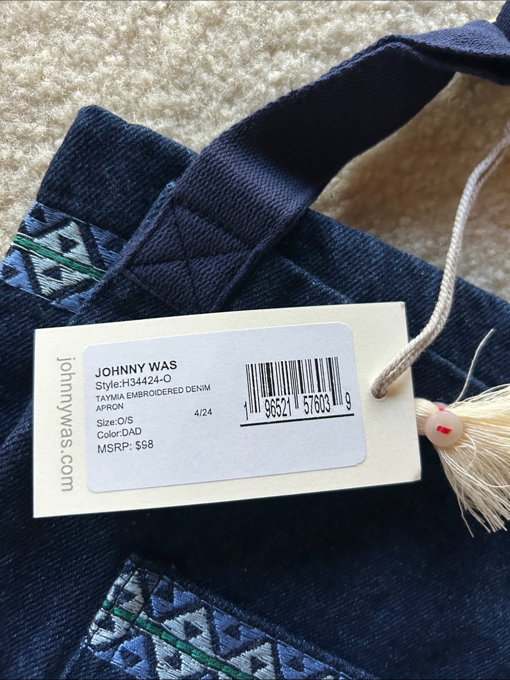 Johnny Was Taymia Embroidered Denim Apron - Picture 4 of 12